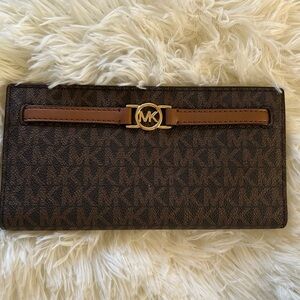 Michael Kors Dark Brown Wallet with Gold Accent